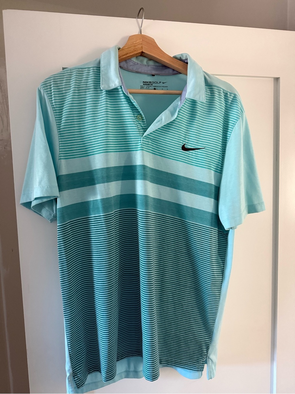 Nike Men's Aqua Striped Polo Shirt